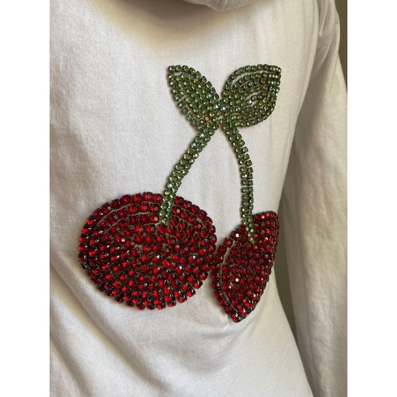 Twisted Heart Rhinestone Cherry Zip Up Hoodie S - Picture 7 of 9